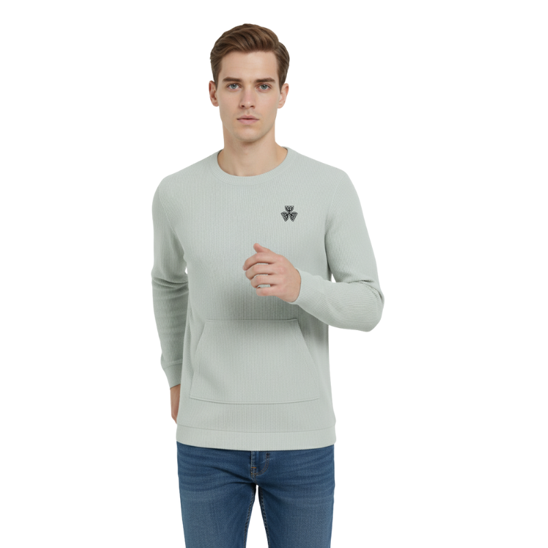 WAFFLE CREW NECK LONG-SLEEVE T-SHIRT