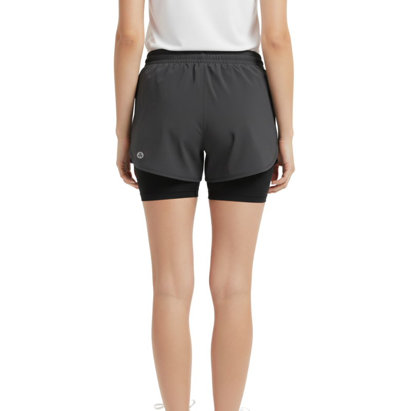 MEN DRAWSTRING WAIST 2 IN 1 SPORTS SHORTS
