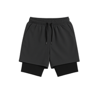 MEN DRAWSTRING WAIST 2 IN 1 SPORTS SHORTS