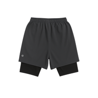 MEN DRAWSTRING WAIST 2 IN 1 SPORTS SHORTS