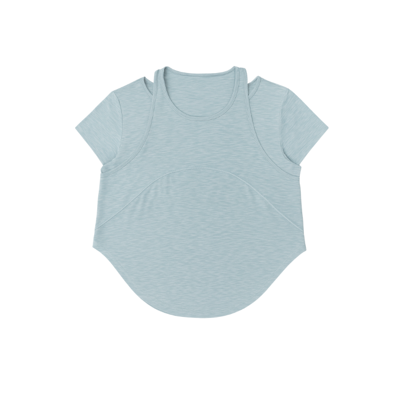 WOMAN ROUND BOTTOM CURVED HEM T SHIRTS