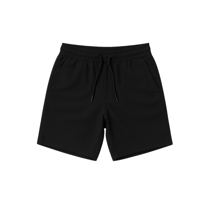 BLACK MEN SHORTS WITH DRAWSTRING CLOSURE
