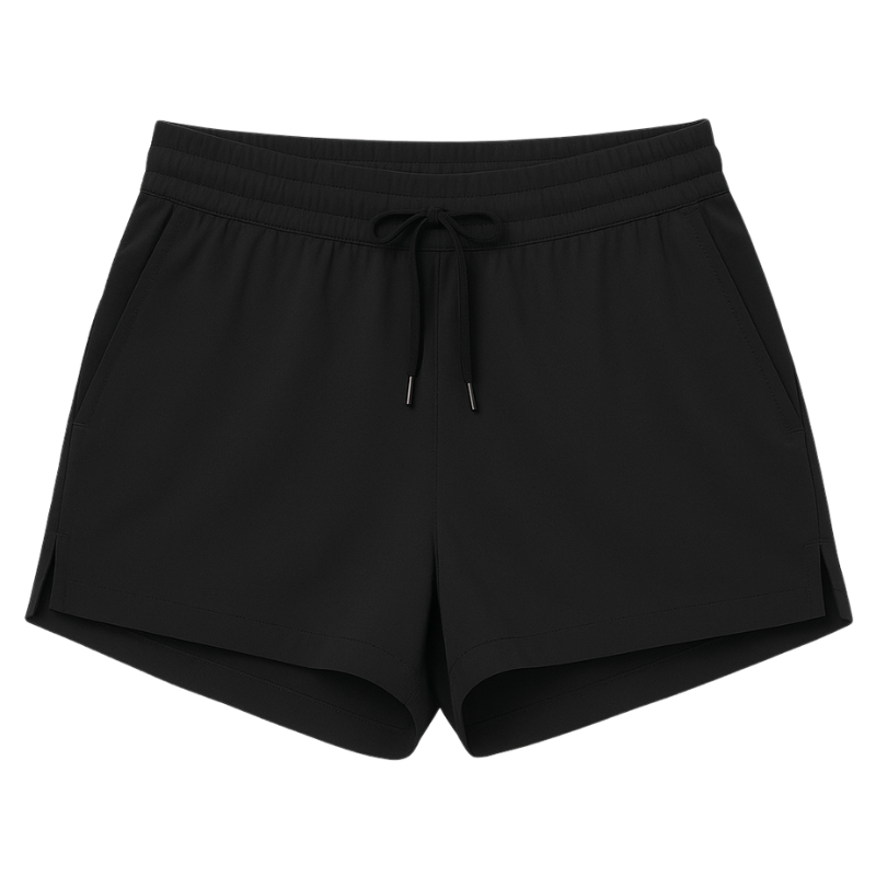 HIGH WAISTED DRAWSTRING SIDE POCKET SPLIT SHORTS