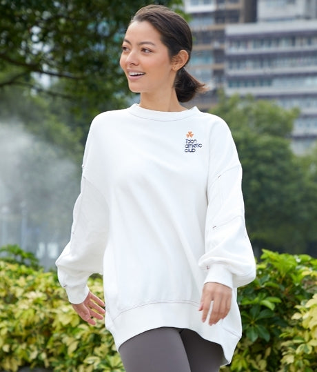 WOMENS OVERSIZED EMBROIDERY SWEATSHIRT WITH PRINT