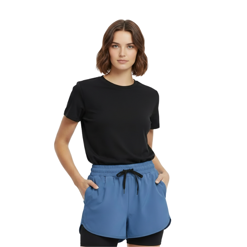 WOMEN'S DOUBLE LAYER SPLIT SHORTS