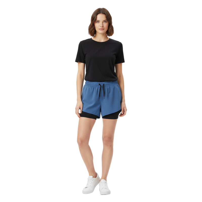 WOMEN'S DOUBLE LAYER SPLIT SHORTS