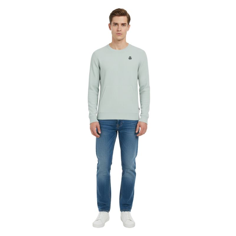 WAFFLE CREW NECK LONG-SLEEVE T-SHIRT