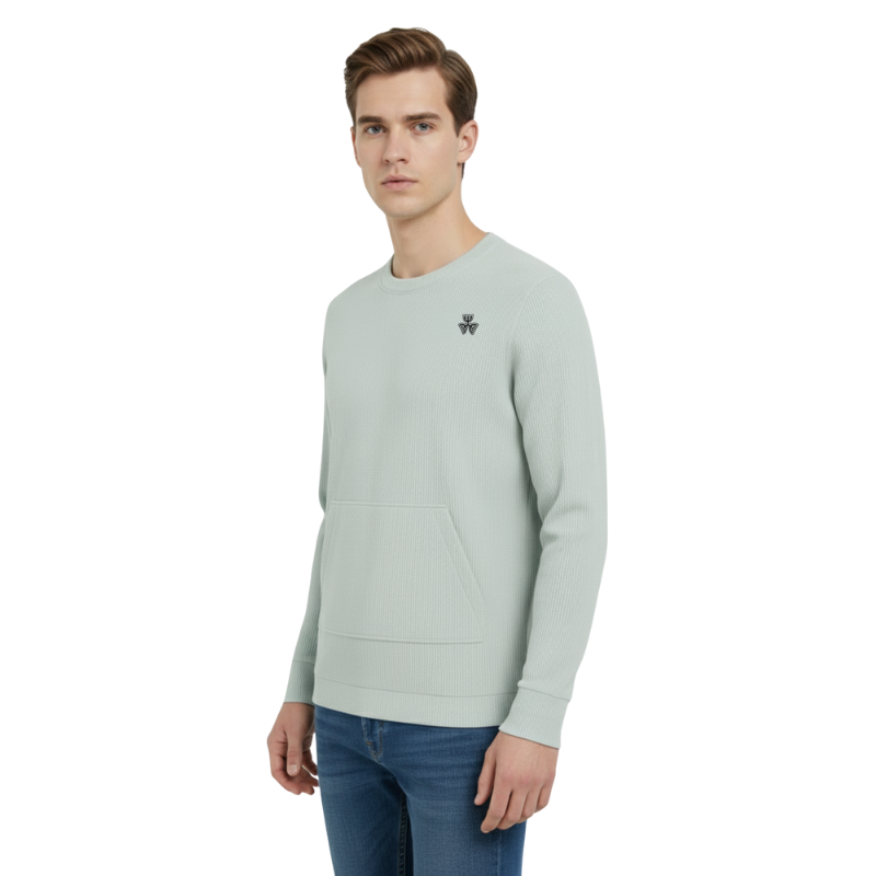 WAFFLE CREW NECK LONG-SLEEVE T-SHIRT