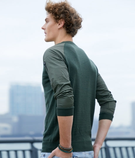 MENS WOVEN MIX SWEATER