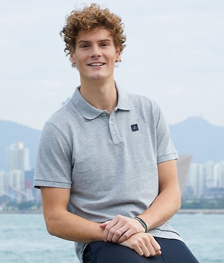 MEN COTTON POLO SHIRT WITH LOGO BADGE