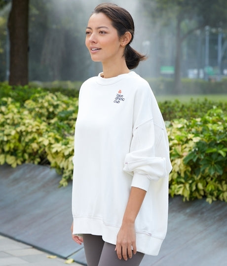 WOMENS OVERSIZED EMBROIDERY SWEATSHIRT WITH PRINT