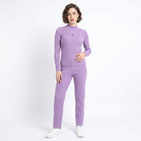 Lavender Ribbed Mock-Neck Pullover