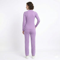 Lavender Ribbed Mock-Neck Pullover