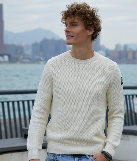 MENS CREAM ROUND NECK SWEATER