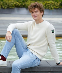 MENS CREAM ROUND NECK SWEATER