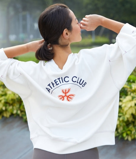 WOMENS OVERSIZED EMBROIDERY SWEATSHIRT WITH PRINT