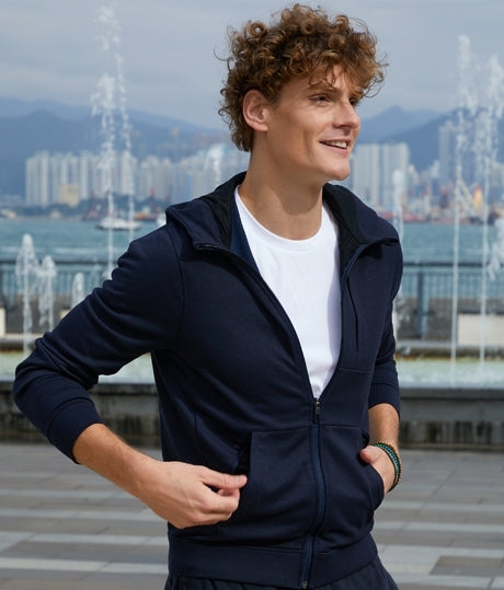 MENS SOLID ZIP UP ATHLETIC HOODIE