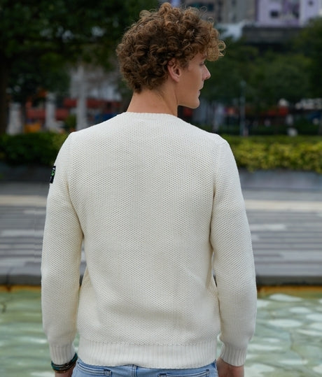 MENS CREAM ROUND NECK SWEATER