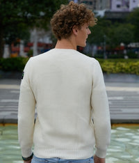 MENS CREAM ROUND NECK SWEATER