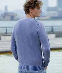 CREW NECK ACID WASH SWEATER
